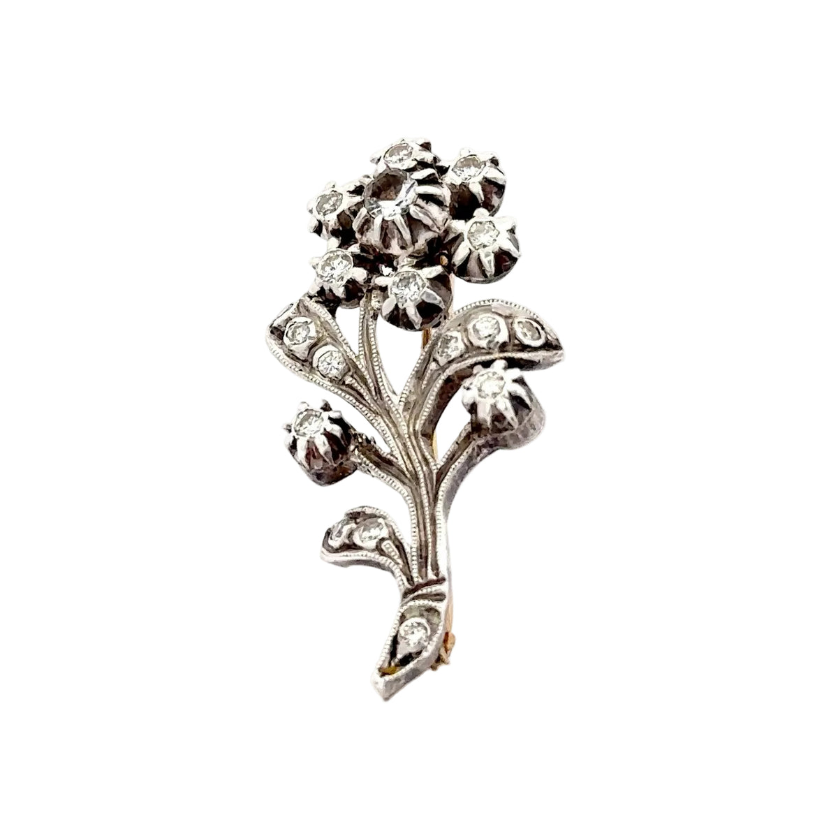 Broche en or jaune, argent, saphirs et diamants