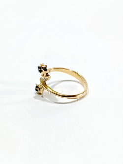 Bague Toi et Moi en or jaune, saphir, et diamants