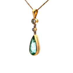 Collier Pendentif en or jaune, émeraude et diamants