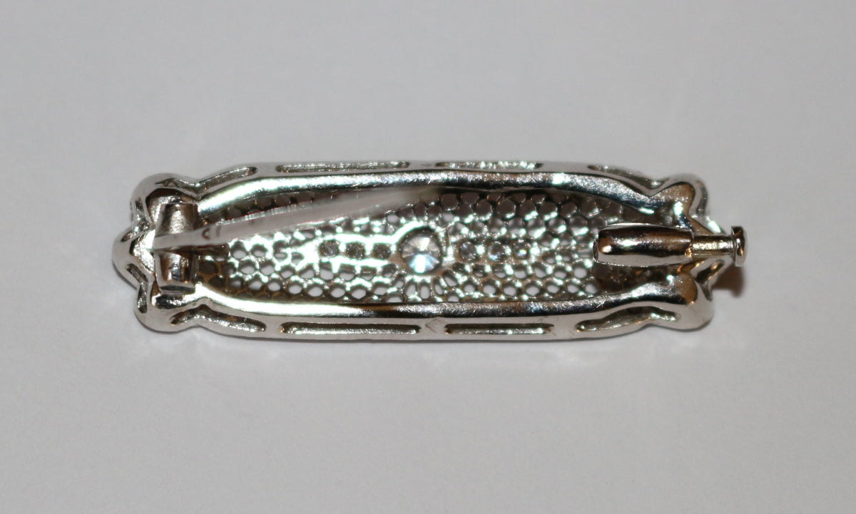 Broche Barrette Art Déco en or blanc et diamant
