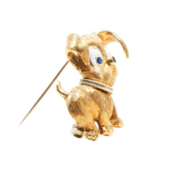 Broche Épingle en or blanc, or jaune, émail et saphirs