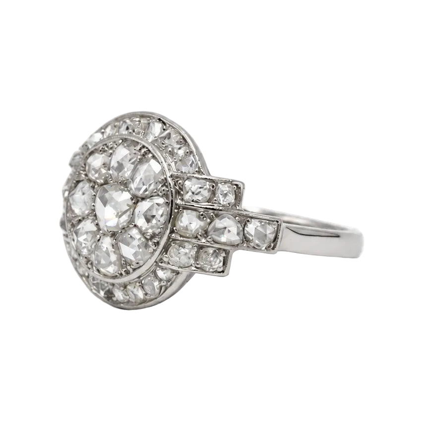 Bague Entourage en platine et diamants