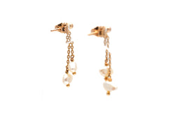 Boucles d'oreilles Pendantes en or jaune et perles