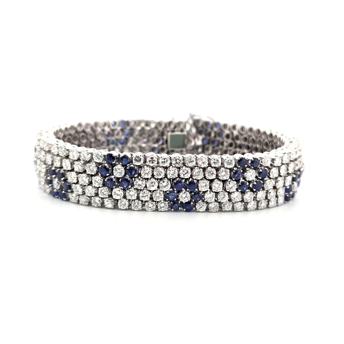 Bracelet Souple en or blanc, saphirs et diamants