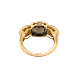 Bague Trilogie en or blanc, or rose, quartz, citrines et diamants