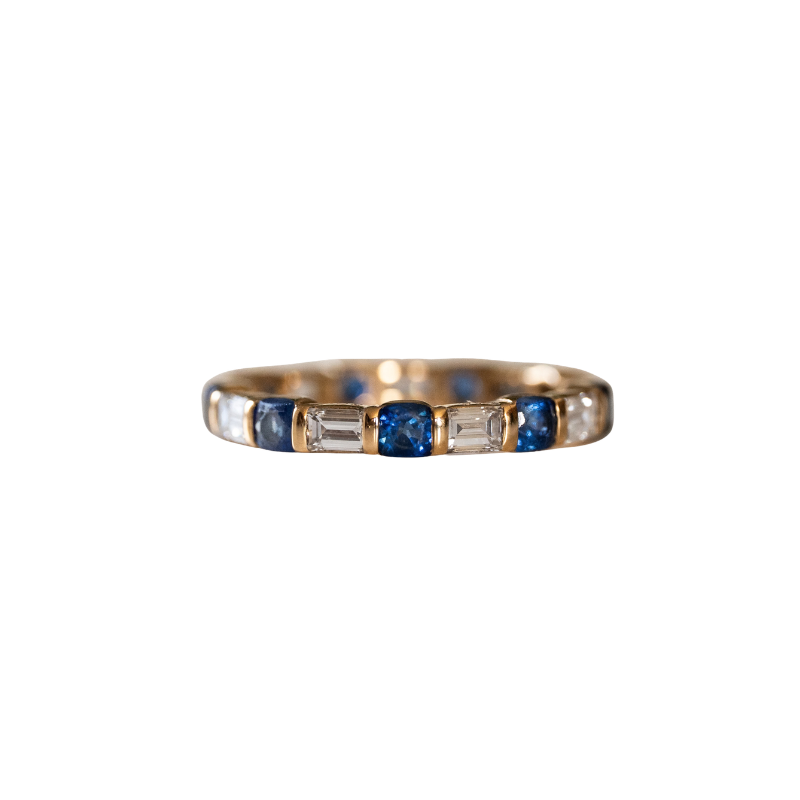 Bague Alliance MAUBOUSSIN en or jaune, saphirs et diamants