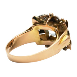 Bague Tank en or jaune, aigue-marine et diamants