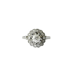Bague Marguerite en or blanc, platine et diamants