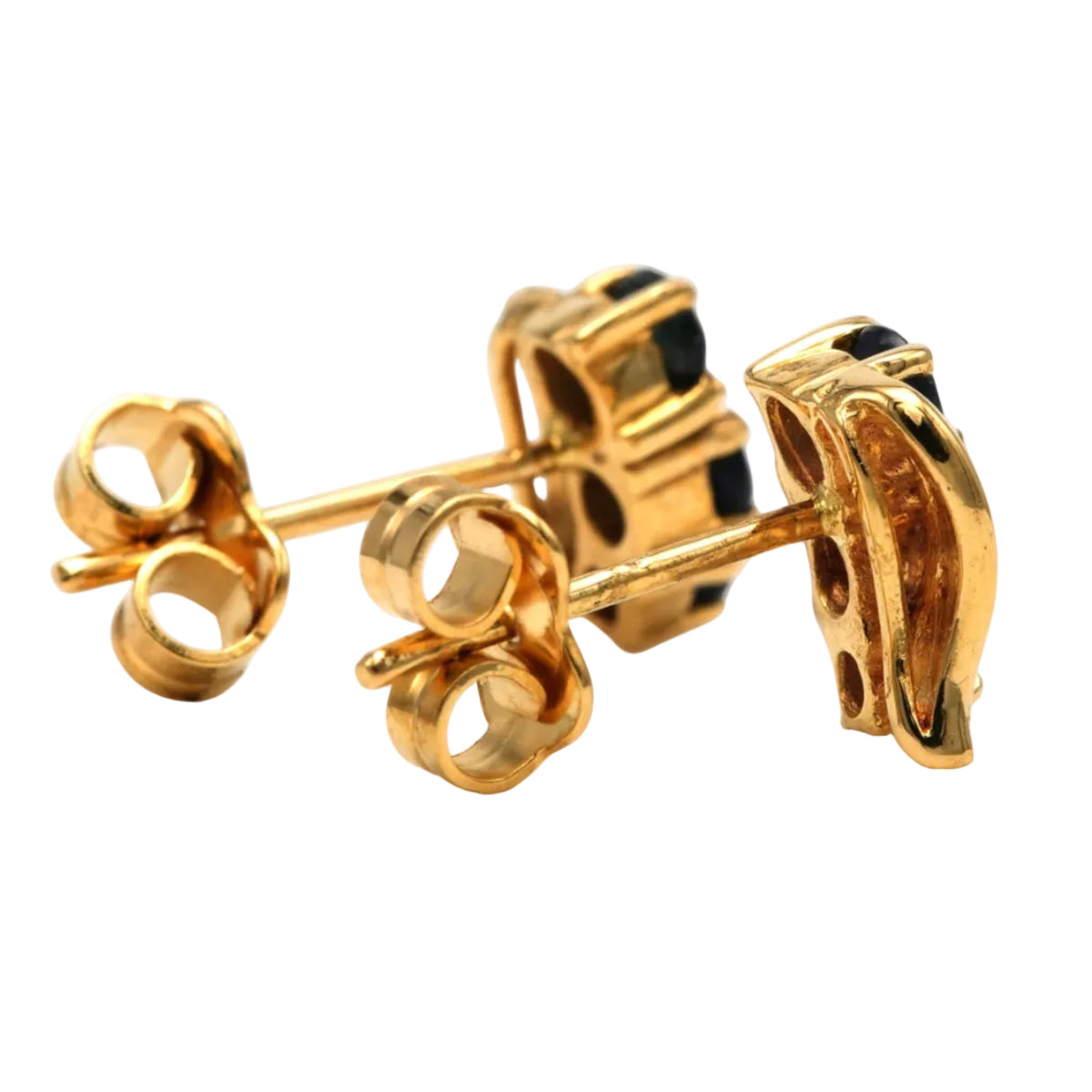 Boucles d'oreilles Puces en or jaune, saphirs et diamants