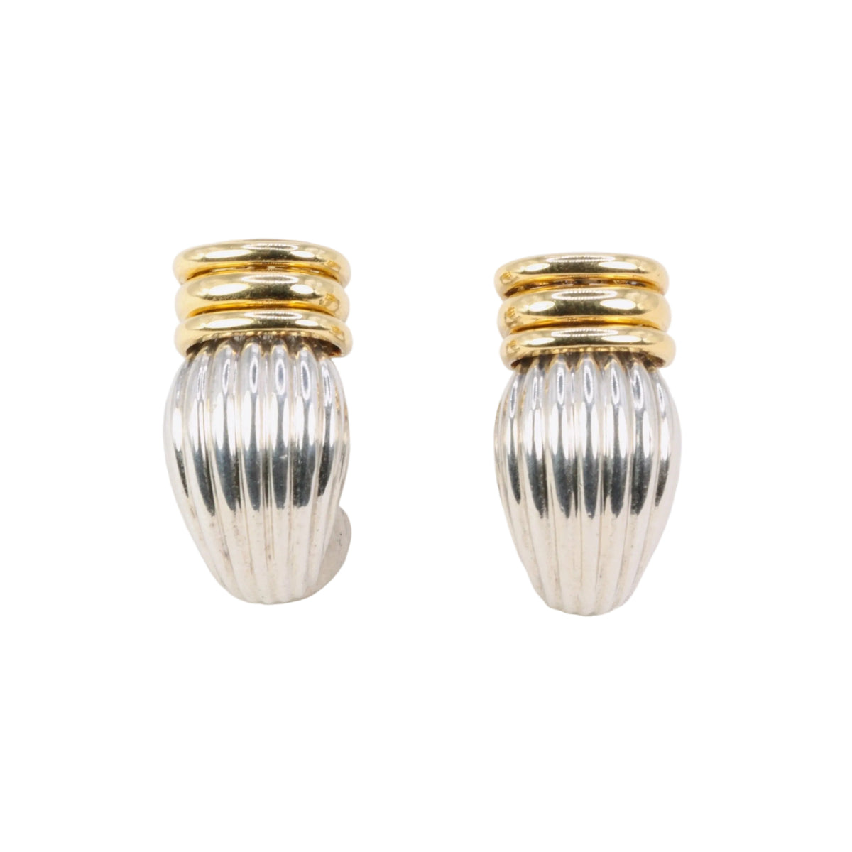 Boucles d'oreilles Clips O.J PERRIN en or jaune et argent