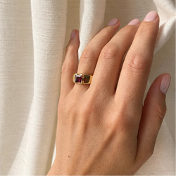 Bague Bandeau en or jaune et tourmaline