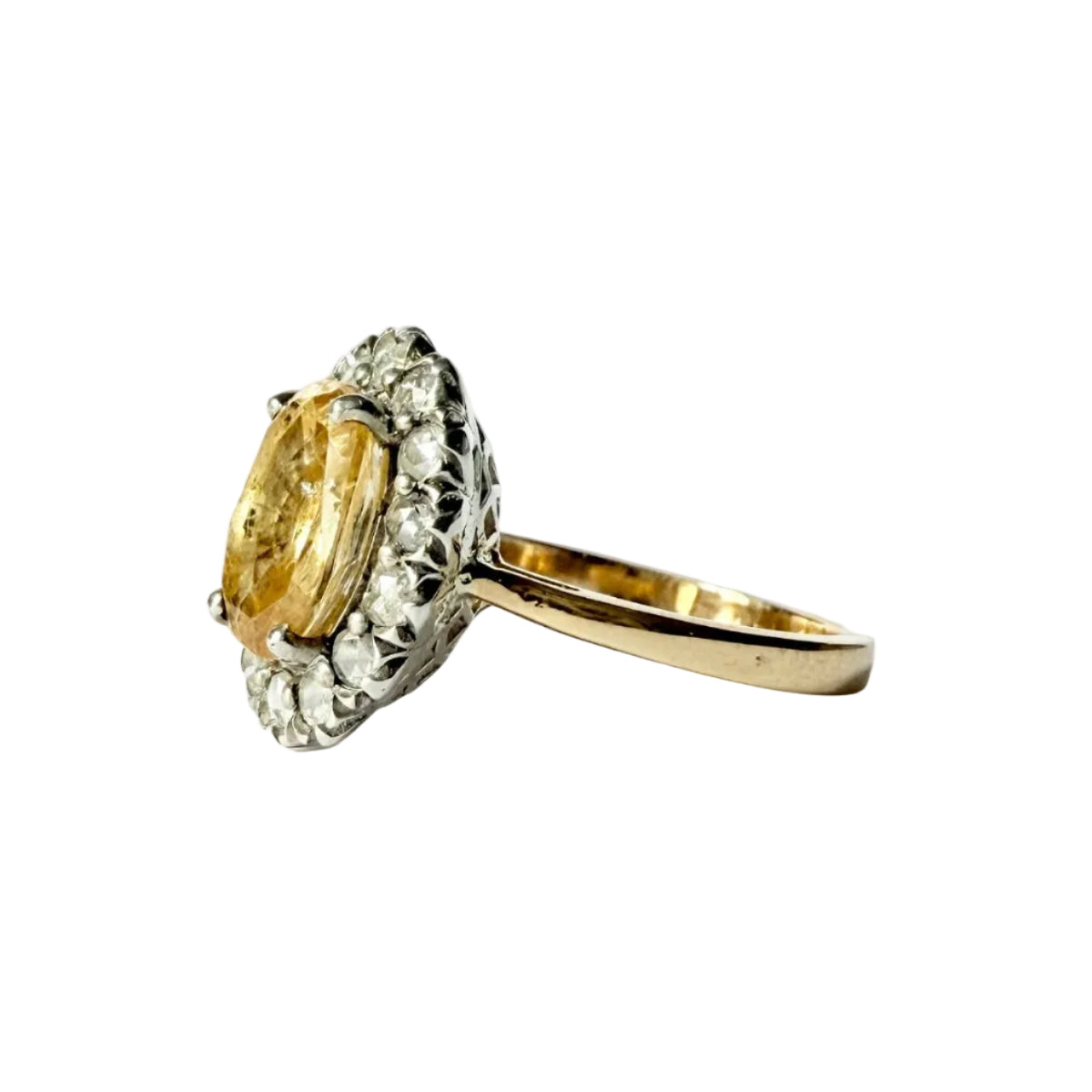 Bague Marguerite en or jaune, argent, saphir et diamants