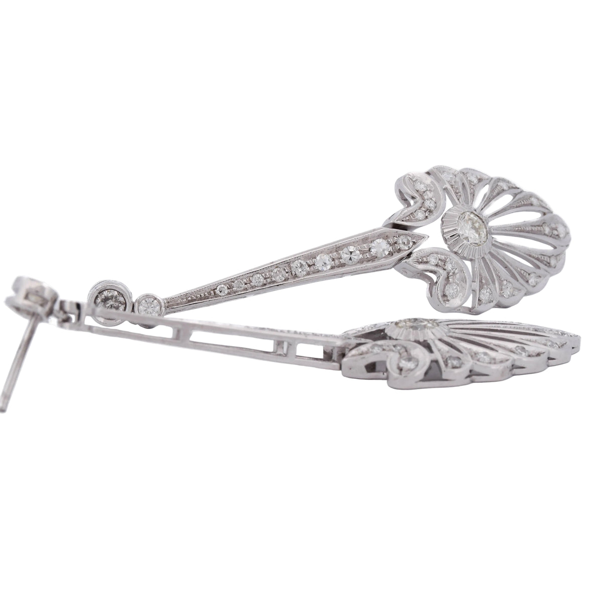 Boucles d'oreilles Pendantes en or blanc et diamants