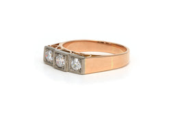 Bague Trilogie en or blanc, or jaune et diamants