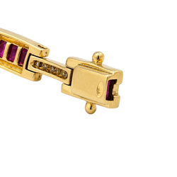 Bracelet Ligne en or jaune, rubis et diamants