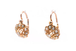 Boucles d'oreilles Dormeuses en or jaune, perles et diamants