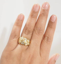 Bague Bandeau en or jaune et diamants