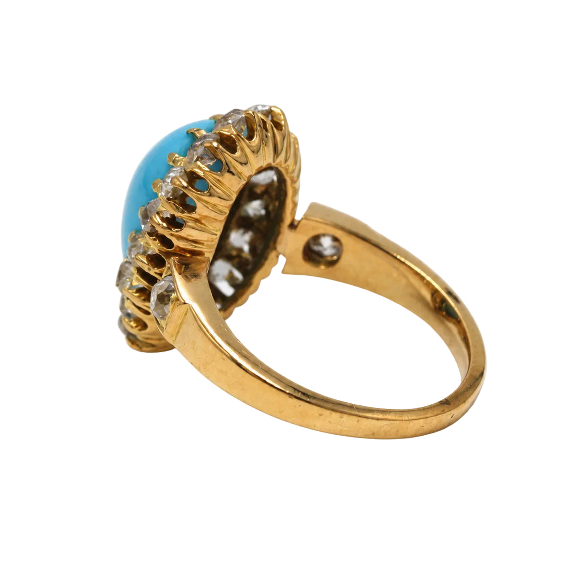 Bague Marguerite en or jaune, turquoise et diamants