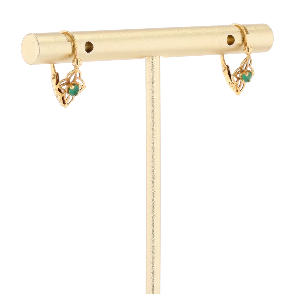 Boucles d'oreilles Dormeuses en or jaune et émeraudes