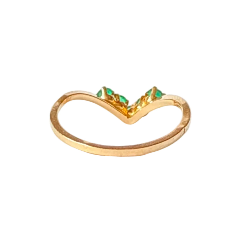 Bague Alliance en or jaune et émeraudes