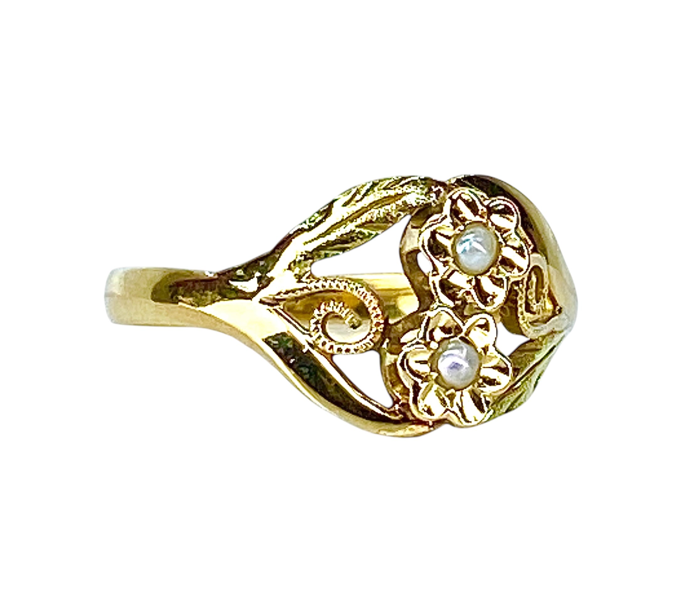 Bague Fleurettes en or et perles de culture