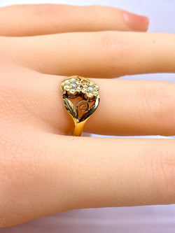 Bague Fleurettes en or et perles de culture