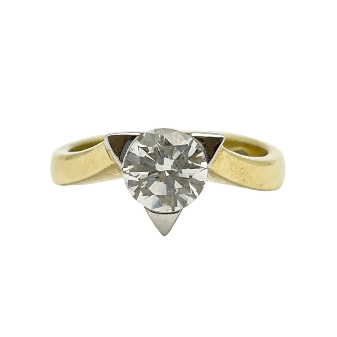 Bague Solitaire en or blanc, or jaune et diamant
