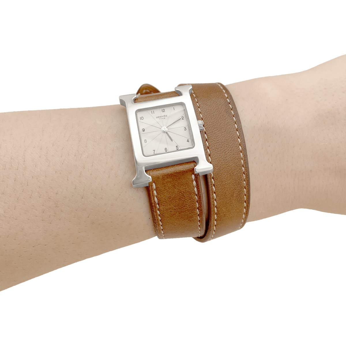 Montre HERMÈS "Heure H" PM en acier et cuir