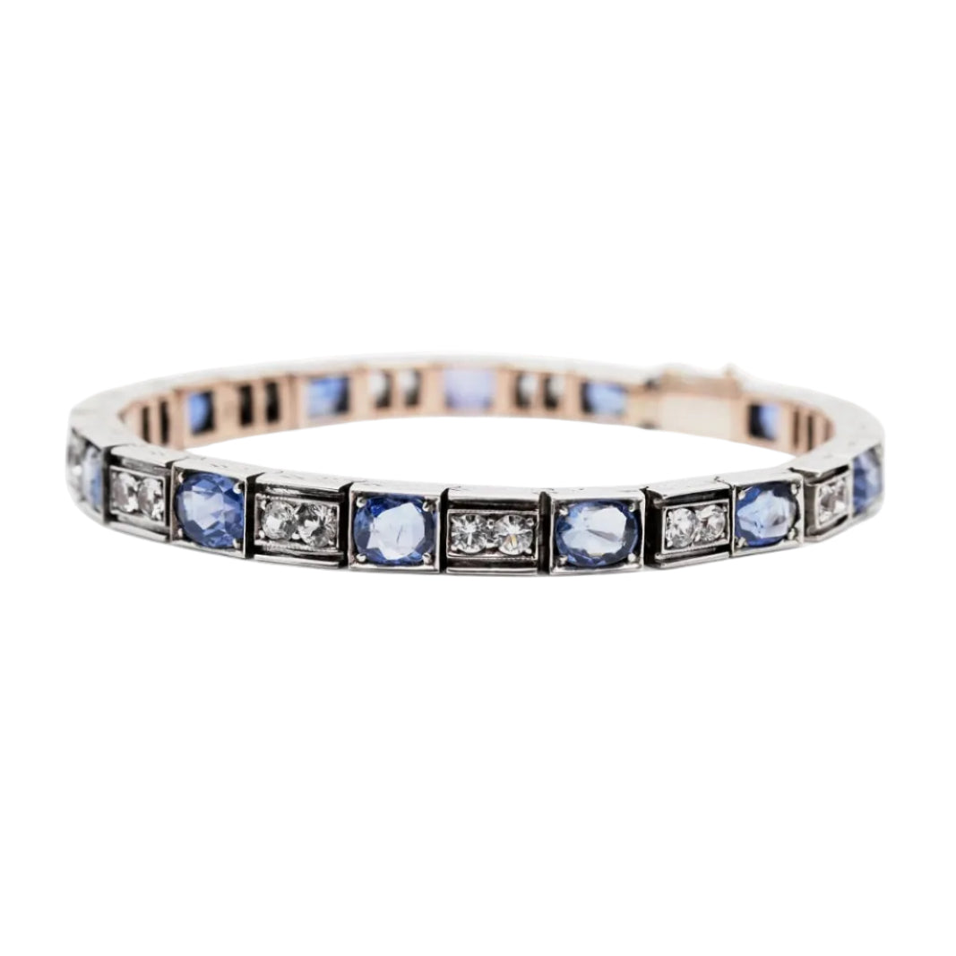 Bracelet Ligne en or jaune, argent et saphirs