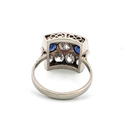 Bague Tank en or blanc, saphirs et diamants