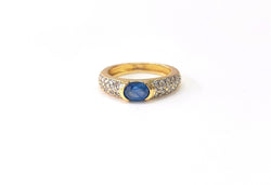 Bague Jonc en or jaune, saphir, et diamants