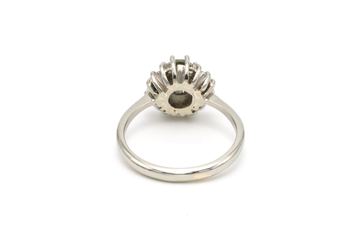 Bague Marguerite en or blanc, tourmaline et diamants