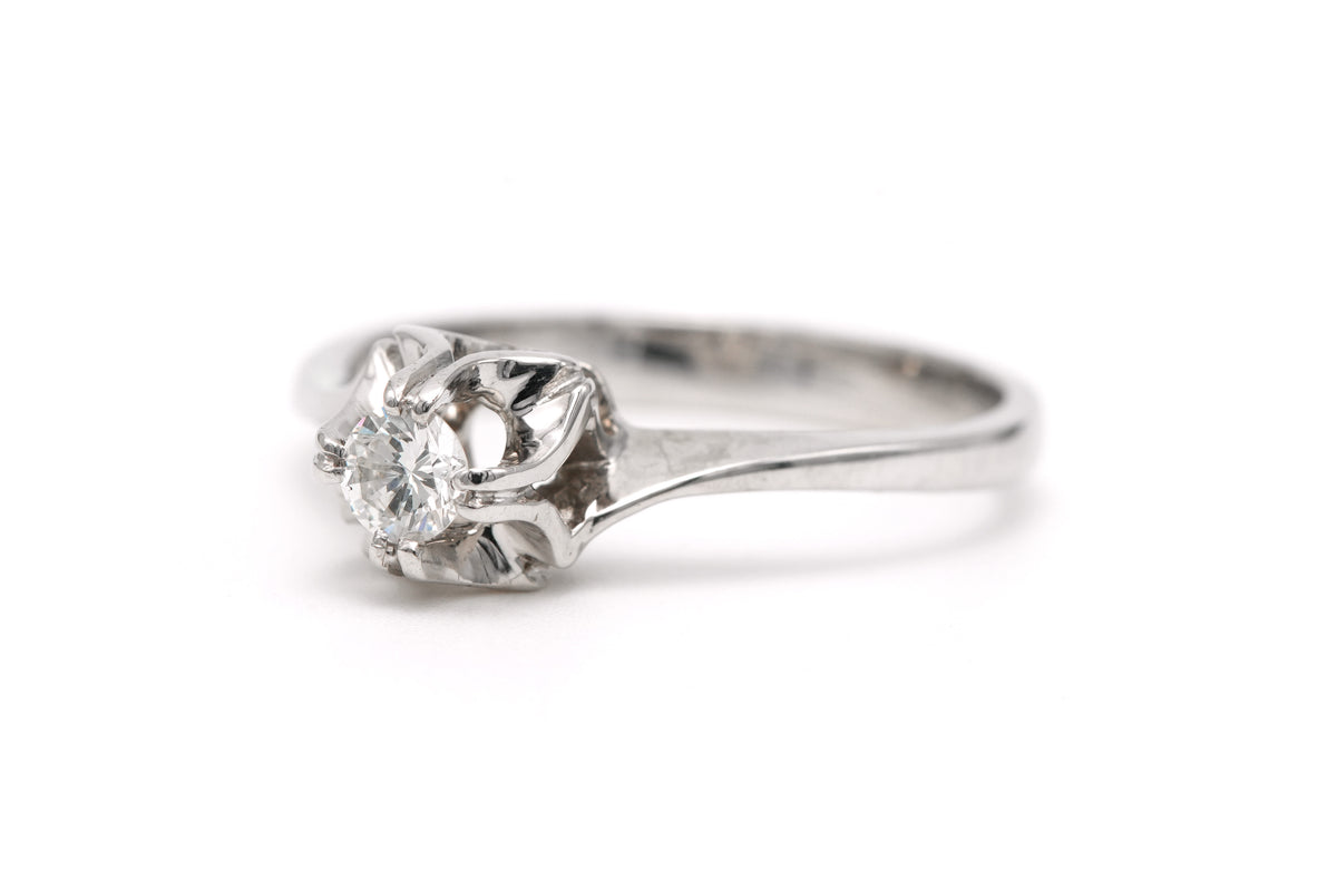 Bague Solitaire en or blanc et diamant