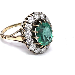 Bague en or jaune, émeraude et diamants