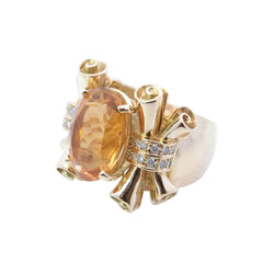 Bague Cocktail en or jaune, citrine et diamants