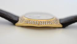 Montre VACHERON CONSTANTIN POUR CHAUMET en or jaune, cuir et diamants