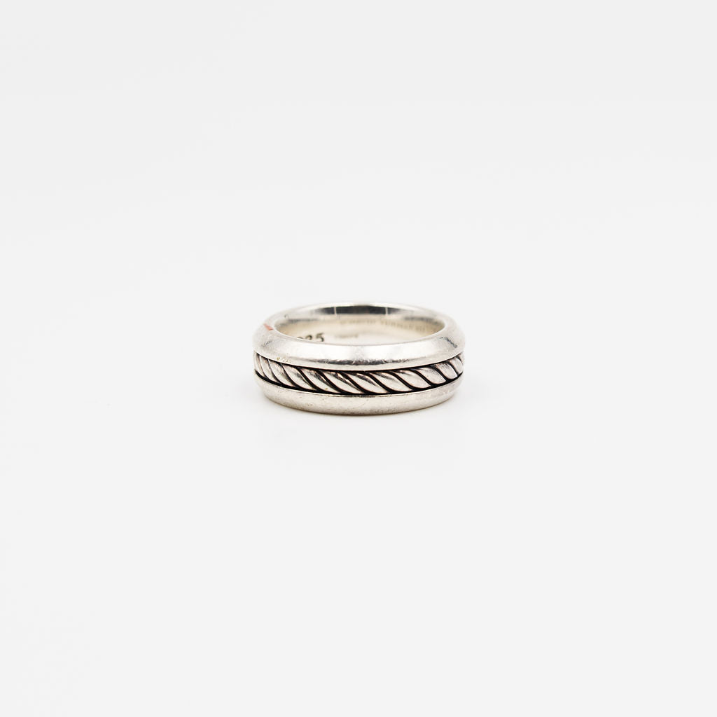 Bague Jonc DAVID YURMAN "Incrustation Câble" en argent