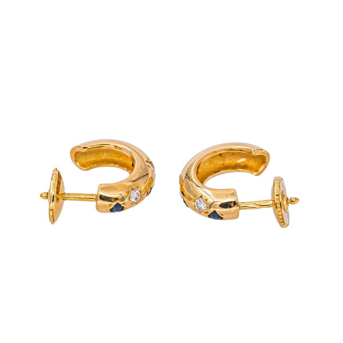 Boucles d'oreilles Créoles  Or jaune Saphir