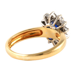 Bague Entourage en or jaune, saphir et zirconiums