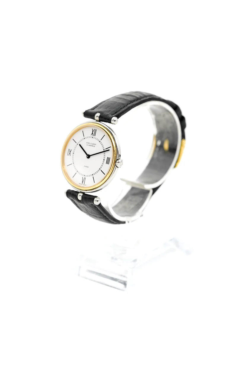 Montre VAN CLEEF & ARPELS PA 49 en or jaune, acier et cuir