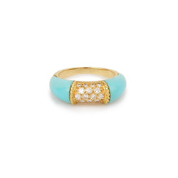 Bague Jonc en or jaune, turquoise et diamants