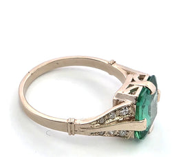 Bague Solitaire en or blanc, émeraude et diamants