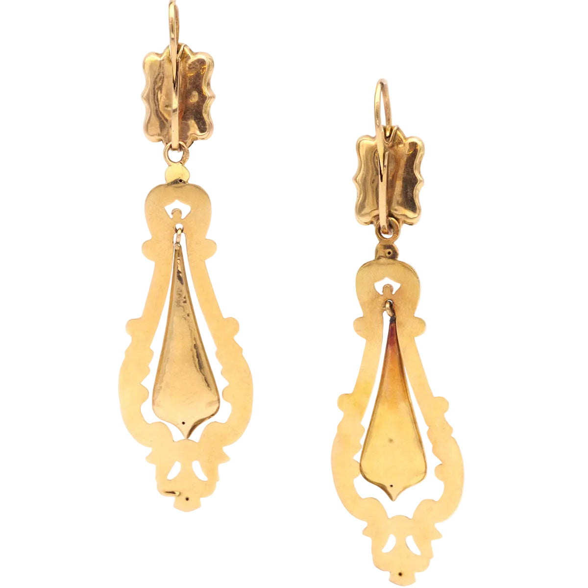 Boucles d'oreilles Pendantes en or jaune et émail