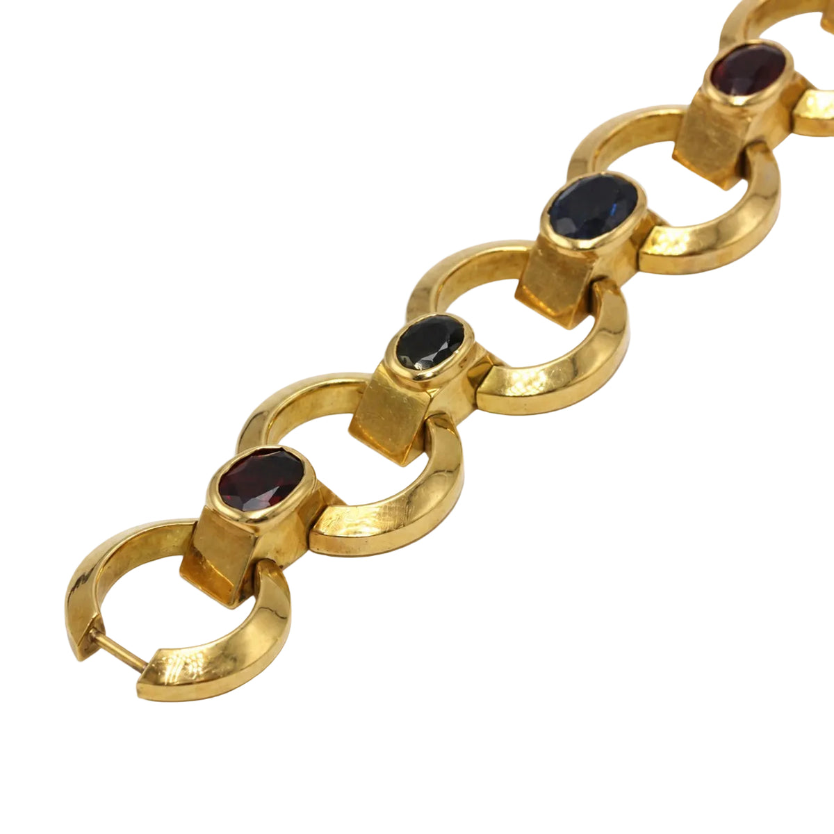 Bracelet Tank en or jaune, grenats, spinelles, zircons et iolite