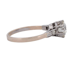 Bague Solitaire en or rose, platine et diamants