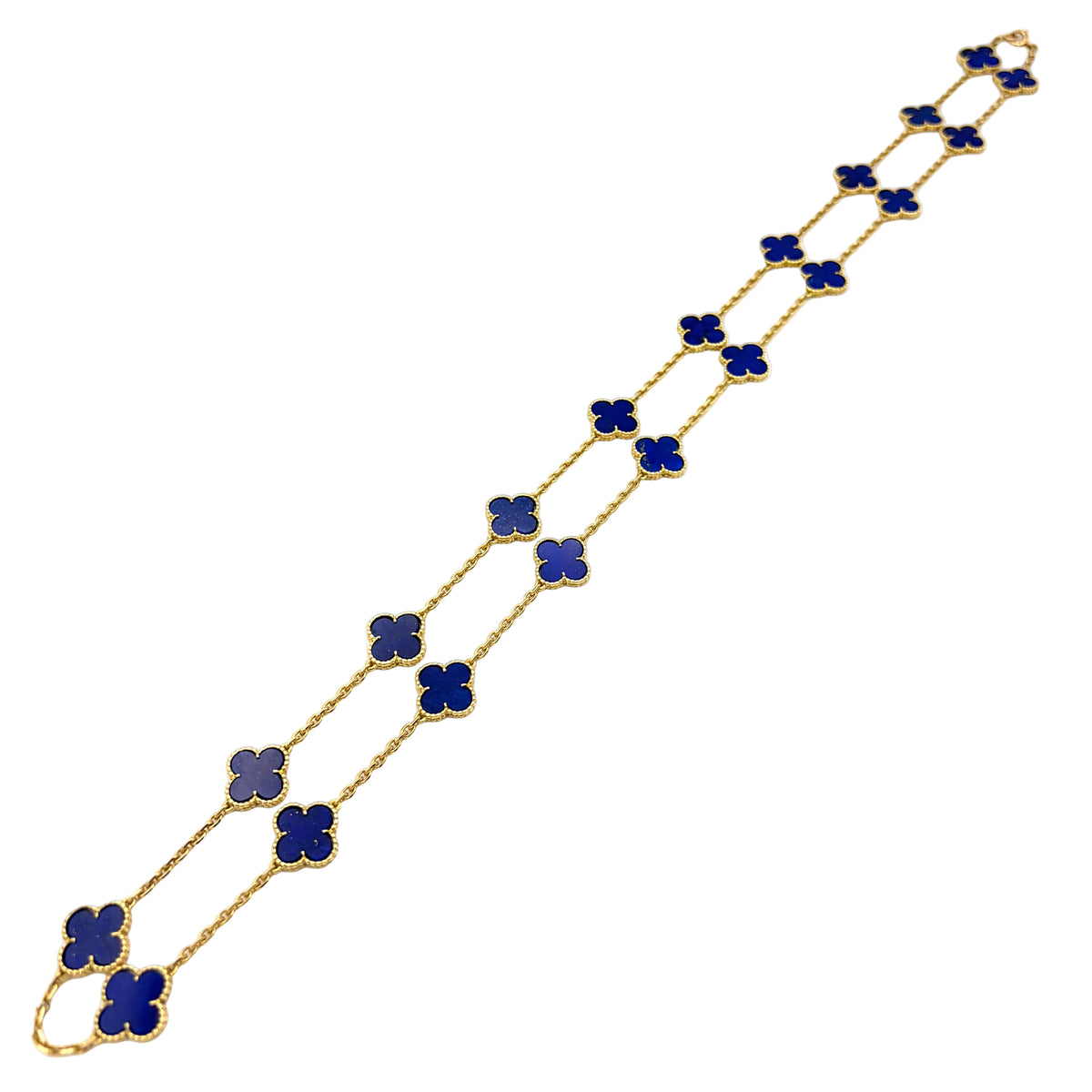 Collier Sautoir VAN CLEEF & ARPELS Vintage Alhambra en or jaune et lapis-lazuli