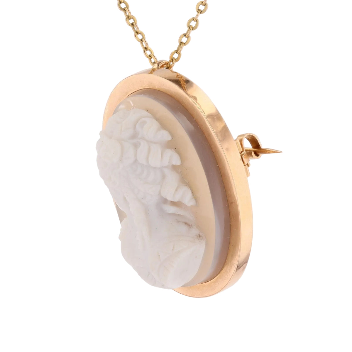Broche Pendentif en or rose, camée et agate