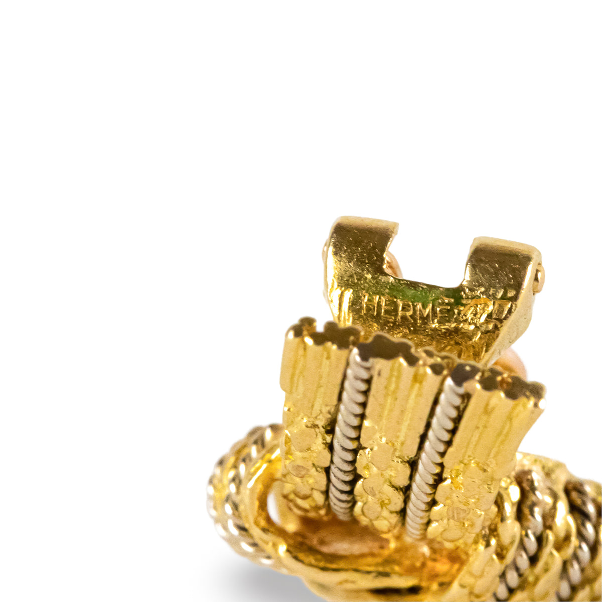 Boucles d'oreilles Clip HERMÈS "Nœud" en or jaune et or blanc