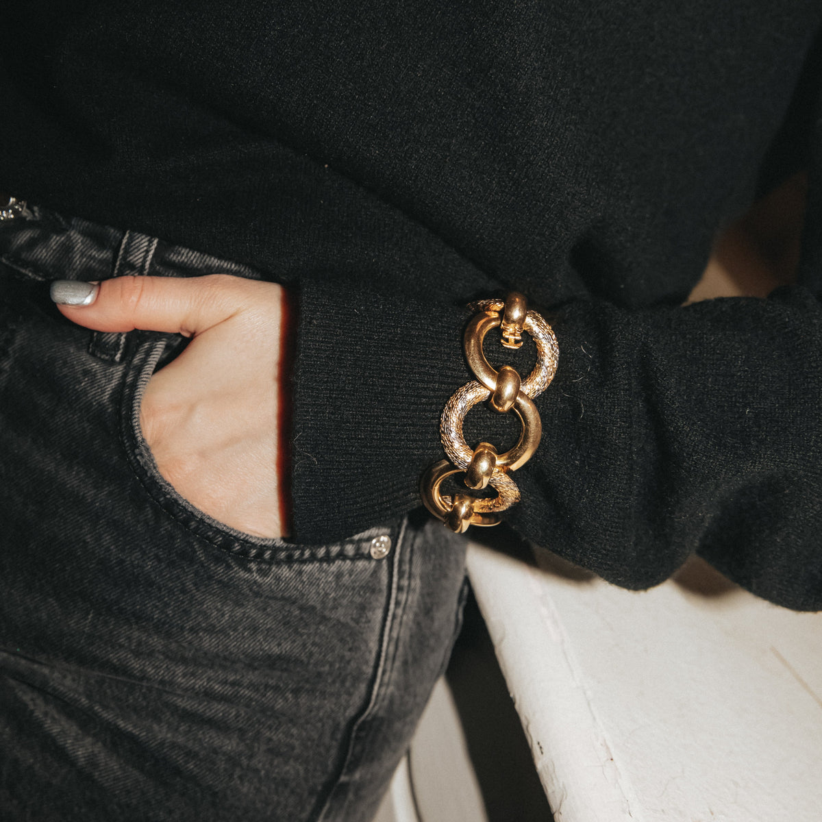 Bracelet Souple GEORGES LENFANT POUR CARTIER en or jaune, or blanc et or rose