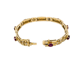 Bracelet Ligne en or jaune, rubis et diamants